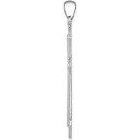 14K White Gold Polished and Satin Cross Pendant - Rhodium Plated, 40.23mm Length by Oro Pregiato