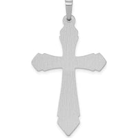 14K White Gold Polished and Satin Cross Pendant - Rhodium Plated, 40.23mm Length by Oro Pregiato