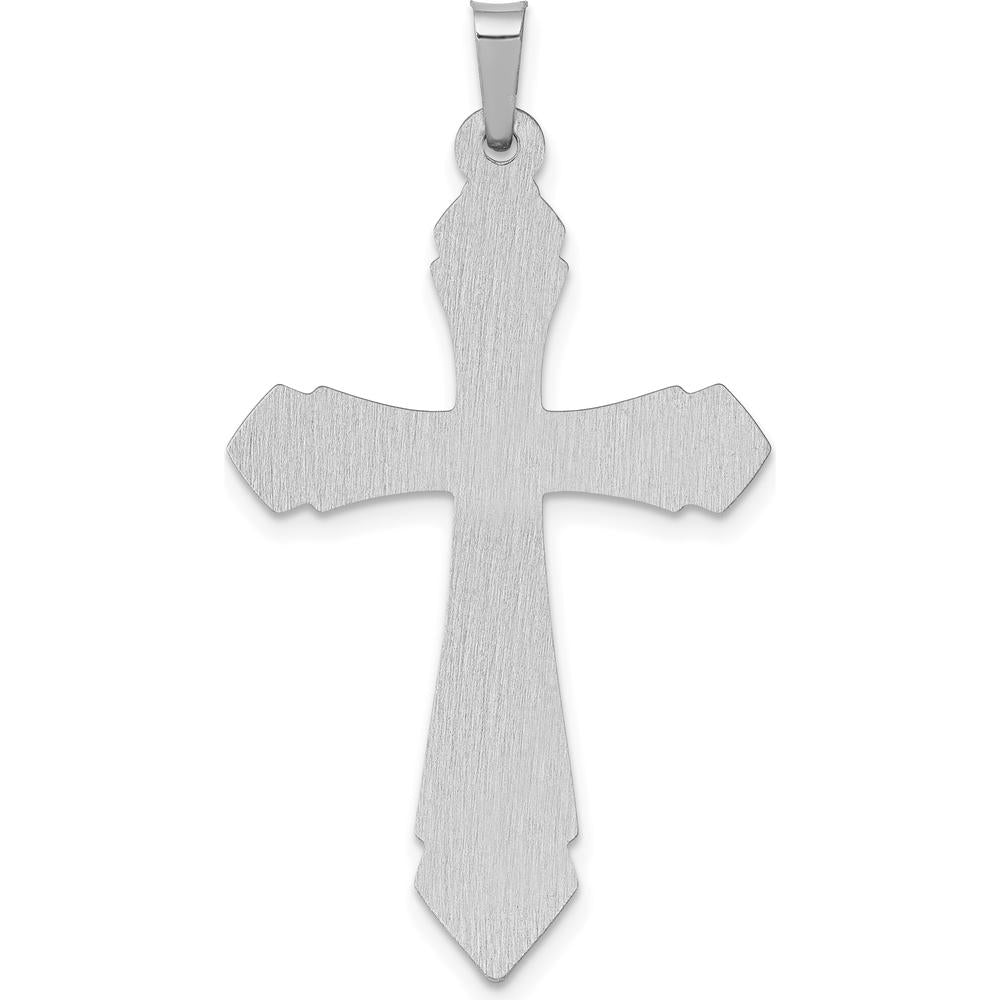 14K White Gold Polished and Satin Cross Pendant - Rhodium Plated, 40.23mm Length by Oro Pregiato