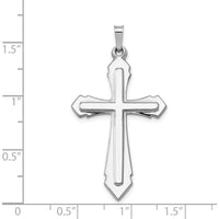 14K White Gold Polished and Satin Cross Pendant - Rhodium Plated, 40.23mm Length by Oro Pregiato