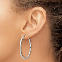 14K White Gold Polished and Satin Diamond-Cut 40mm Hoop Earrings by 0