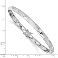 14K White Gold Polished and Satin Diamond-Cut 5.00mm Flexible Round Bangle Bracelet by Oro Pregiato