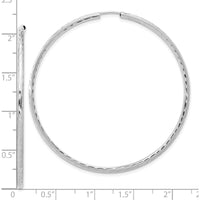 14K White Gold Polished and Satin Diamond-Cut 55mm Endless Hoop Earrings by 0