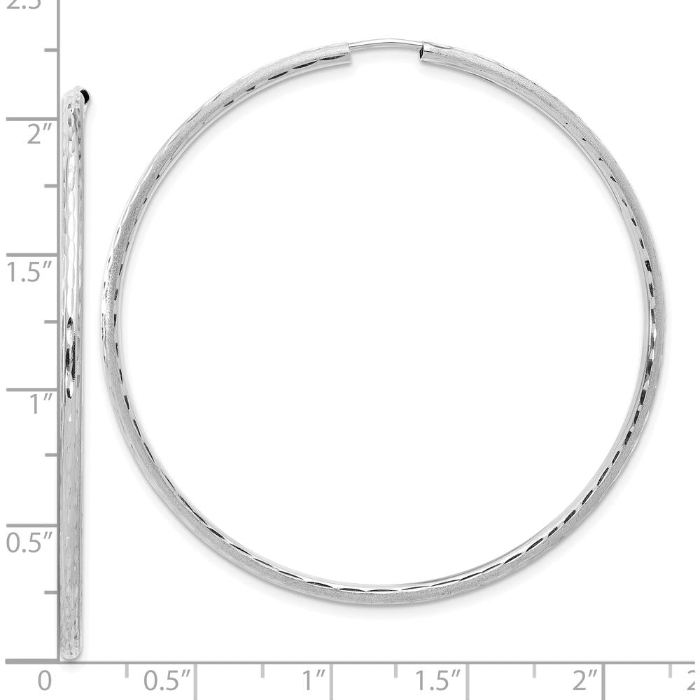 14K White Gold Polished and Satin Diamond-Cut 55mm Endless Hoop Earrings by 0