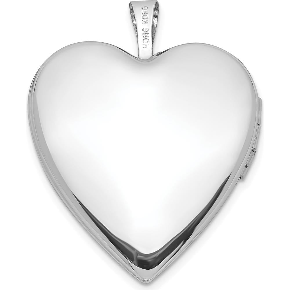 14K White Gold Polished and Satin Diamond Star Heart Locket - 0.010 Carat Diamond Weight by Monteluci Fine Jewelry