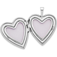 14K White Gold Polished and Satin Diamond Star Heart Locket - 0.010 Carat Diamond Weight by Monteluci Fine Jewelry