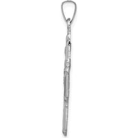 14K White Gold Polished and Satin Four-Way Medal Pendant with Rhodium Plating - 35.75mm Length, 25.7mm Width by Oro Pregiato