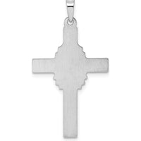 14K White Gold Polished and Satin Hollow Cross Pendant with Our Lady of Guadalupe - 36.7mm Length by Oro Pregiato
