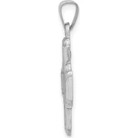 14K White Gold Polished and Satin Hollow Four-Way Cross Medal Pendant - 26.5mm Length by Oro Pregiato
