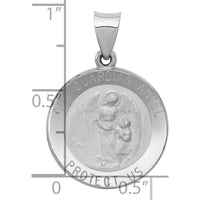 14K White Gold Polished and Satin Hollow Guardian Angel Pendant Charm by Oro Pregiato