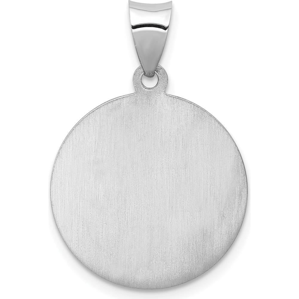 14K White Gold Polished and Satin Hollow Guardian Angel Pendant Charm by Oro Pregiato