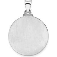 14K White Gold Polished and Satin Hollow Jesus Face Disc Pendant - 28mm Length by Oro Pregiato