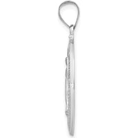 14K White Gold Polished and Satin Hollow Miraculous Medal Oval Pendant - 30.5mm Length by Oro Pregiato