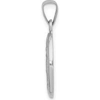 14K White Gold Polished and Satin Hollow Miraculous Medal Oval Pendant by Oro Pregiato