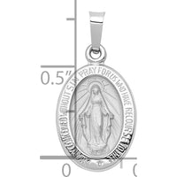 14K White Gold Polished and Satin Hollow Miraculous Medal Oval Pendant by Oro Pregiato