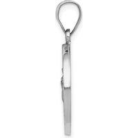 14K White Gold Polished and Satin Hollow Our Lady of Guadalupe Round Pendant - 27mm by Oro Pregiato