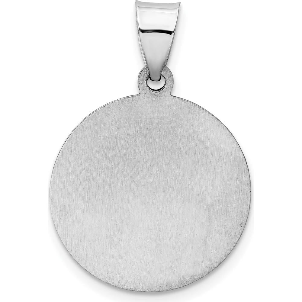 14K White Gold Polished and Satin Hollow Our Lady of Guadalupe Round Pendant - 27mm by Oro Pregiato