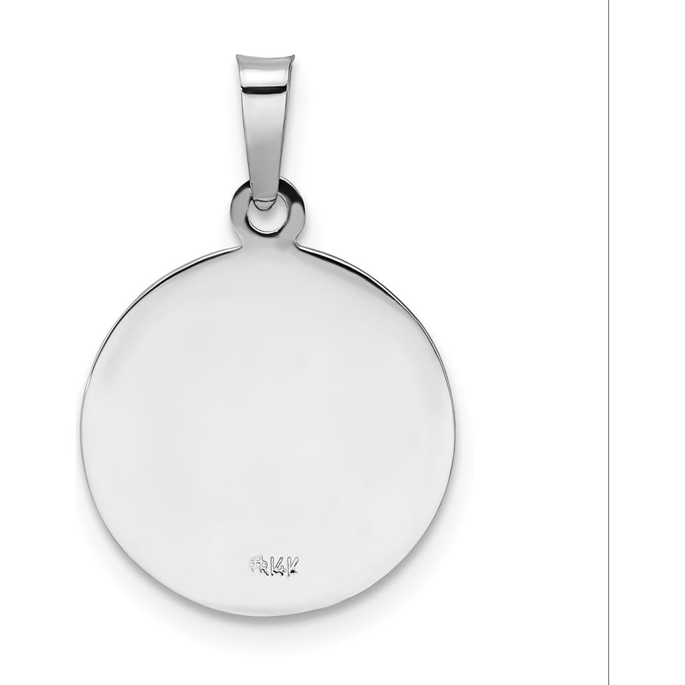 14K White Gold Polished and Satin Hollow Saint Anthony Medal Pendant - 21.9mm Length by Oro Pregiato