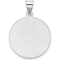 14K White Gold Polished and Satin Hollow Saint Christopher Medal Pendant - Faith and Protection Charm by Oro Pregiato