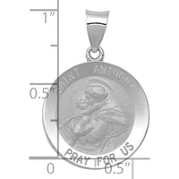 14K White Gold Polished and Satin Hollow St. Anthony Medal Pendant - 28mm Length by Oro Pregiato