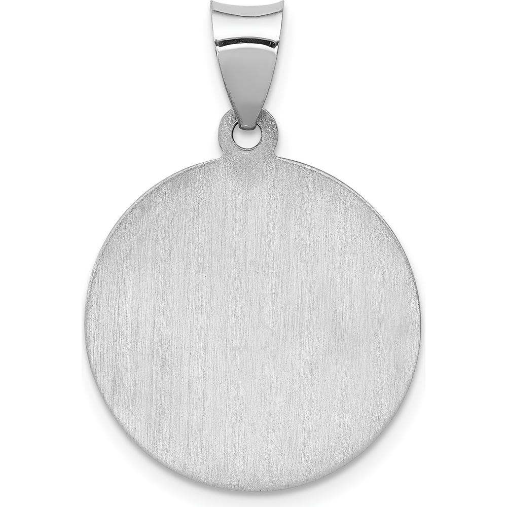 14K White Gold Polished and Satin Hollow St. Anthony Medal Pendant - 28mm Length by Oro Pregiato