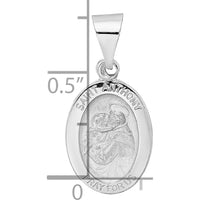 14K White Gold Polished and Satin Hollow St. Anthony Medal Pendant by Oro Pregiato