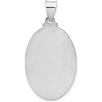 14K White Gold Polished and Satin Hollow St. Christopher Medal Pendant - 36mm by Oro Pregiato