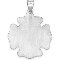 14K White Gold Polished and Satin Hollow St. Florian Firefighter Badge Pendant by Oro Pregiato