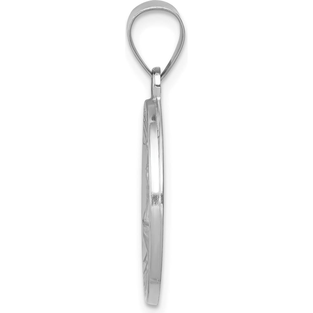 14K White Gold Polished and Satin Hollow St Florian Medal Pendant - 21mm Length by Oro Pregiato