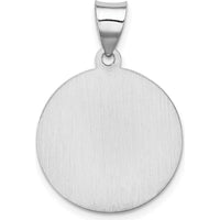 14K White Gold Polished and Satin Hollow St Florian Medal Pendant - 21mm Length by Oro Pregiato