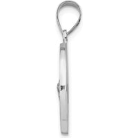 14K White Gold Polished and Satin Hollow St. Jude Thaddeus Medal Pendant - 27mm Length, 19mm Width by Oro Pregiato