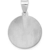 14K White Gold Polished and Satin Hollow St. Jude Thaddeus Medal Pendant - 27mm Length, 19mm Width by Oro Pregiato
