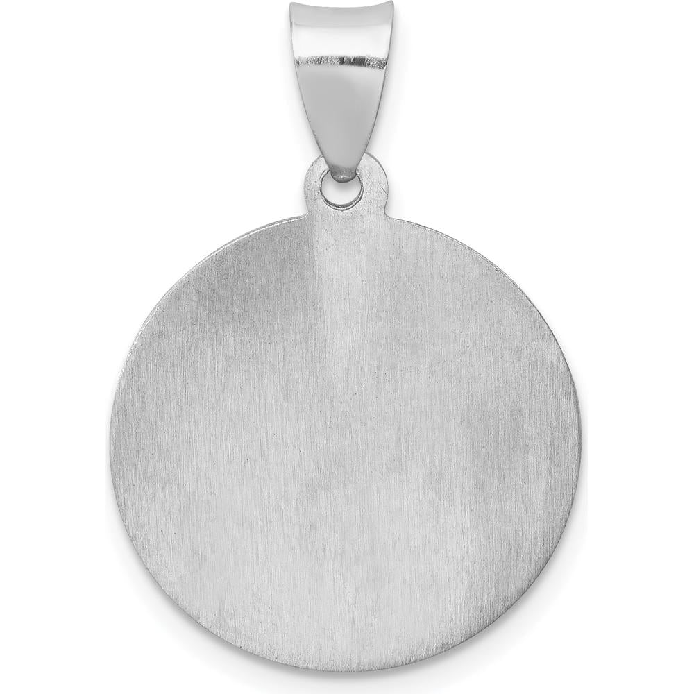 14K White Gold Polished and Satin Hollow St. Jude Thaddeus Medal Pendant - 27mm Length, 19mm Width by Oro Pregiato