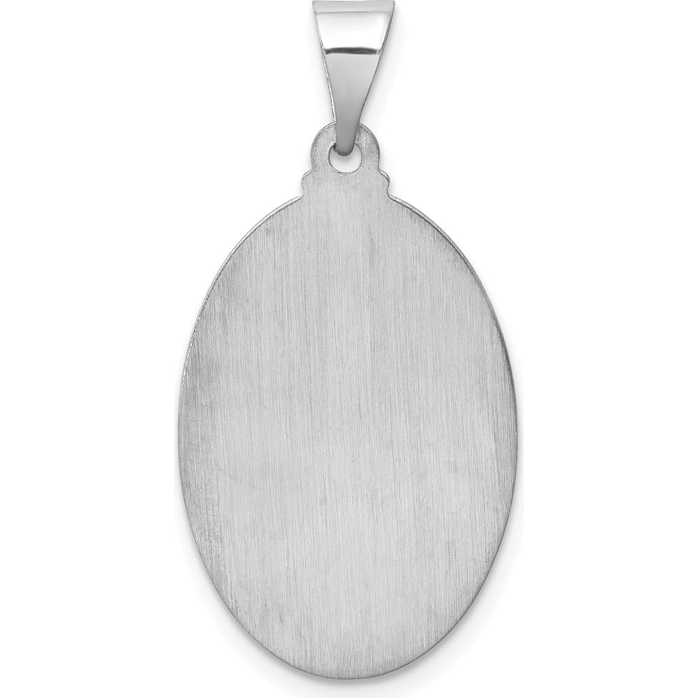 14K White Gold Polished and Satin Hollow St. Jude Thaddeus Medal Pendant by Oro Pregiato