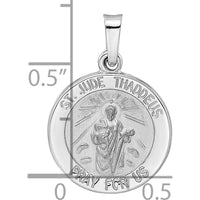 14K White Gold Polished and Satin Hollow St Jude Thaddeus Medal Round Pendant by Oro Pregiato