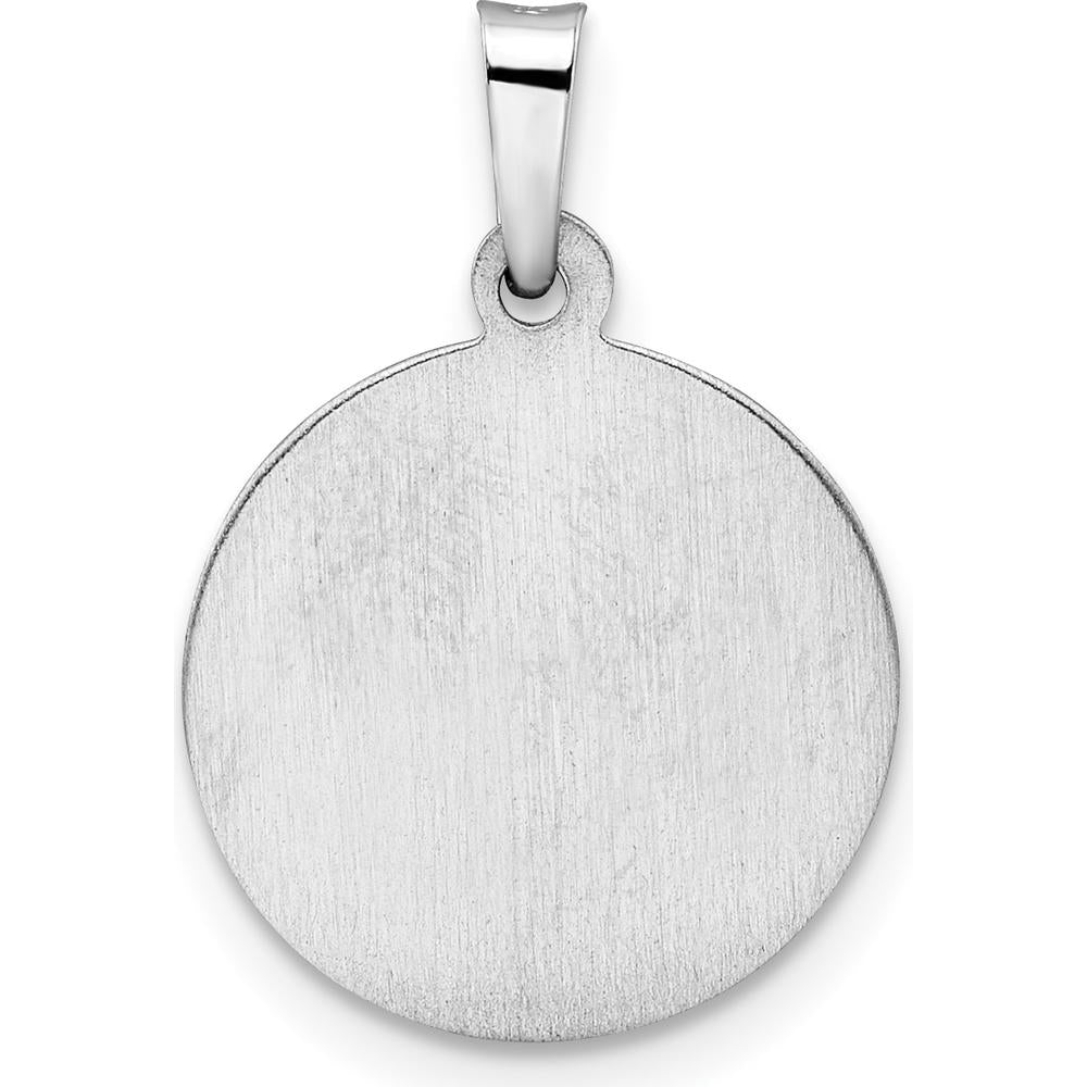 14K White Gold Polished and Satin Hollow St Jude Thaddeus Medal Round Pendant by Oro Pregiato