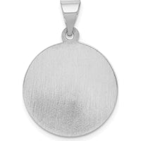 14K White Gold Polished and Satin Hollow St. Patrick Medal Pendant - 22mm Length, Rhodium Plated by Oro Pregiato