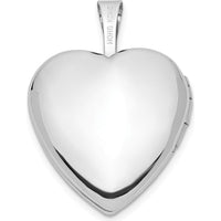 14K White Gold Polished and Satin "I LOVE YOU" Script Heart Locket with Engraving Space for 2 Photos by Monteluci Fine Jewelry