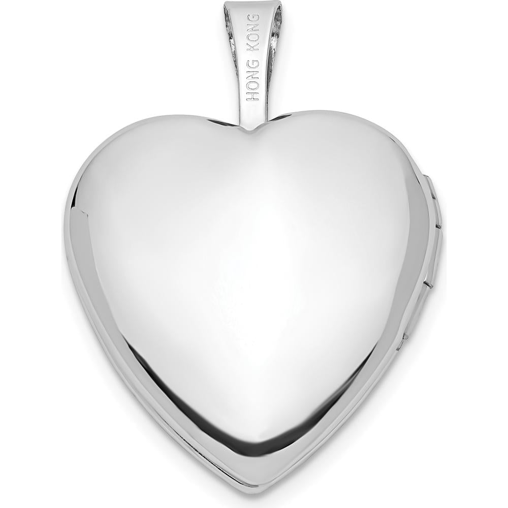 14K White Gold Polished and Satin "I LOVE YOU" Script Heart Locket with Engraving Space for 2 Photos by Monteluci Fine Jewelry