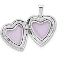 14K White Gold Polished and Satin "I LOVE YOU" Script Heart Locket with Engraving Space for 2 Photos by Monteluci Fine Jewelry
