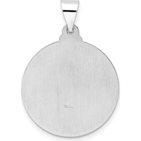 14K White Gold Polished and Satin Jesus Face Disc Pendant - 24mm x 20.68mm by Oro Pregiato