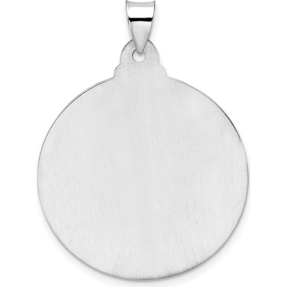 14K White Gold Polished and Satin Jesus Face Hollow Disc Pendant by Oro Pregiato