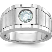 14K White Gold Polished and Satin Men's Ring Mounting - 10.6mm Top Width by Monteluci Fine Jewelry