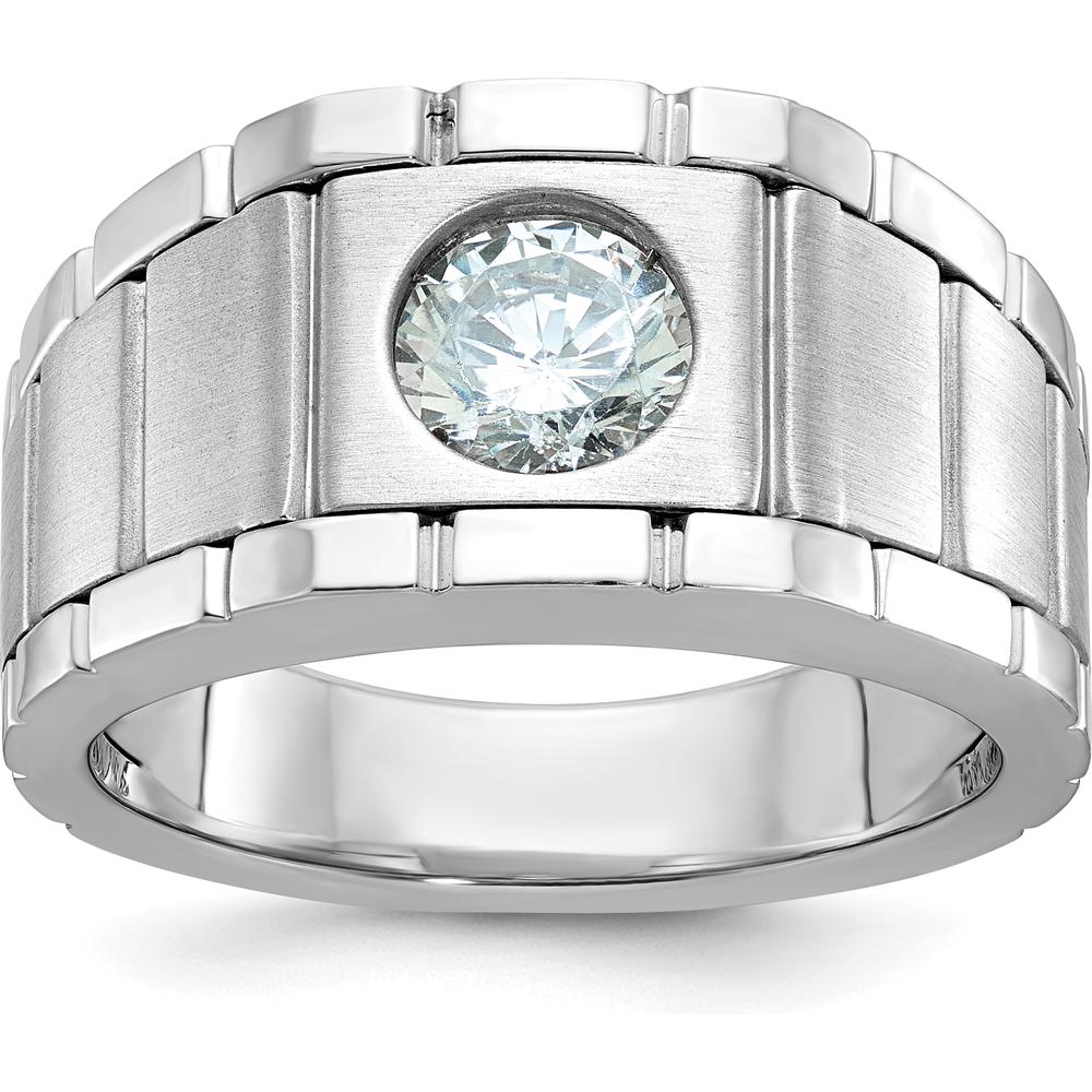 14K White Gold Polished and Satin Men's Ring Mounting - 10.6mm Top Width by Monteluci Fine Jewelry