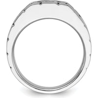 14K White Gold Polished and Satin Men's Ring Mounting - 10.6mm Top Width by Monteluci Fine Jewelry