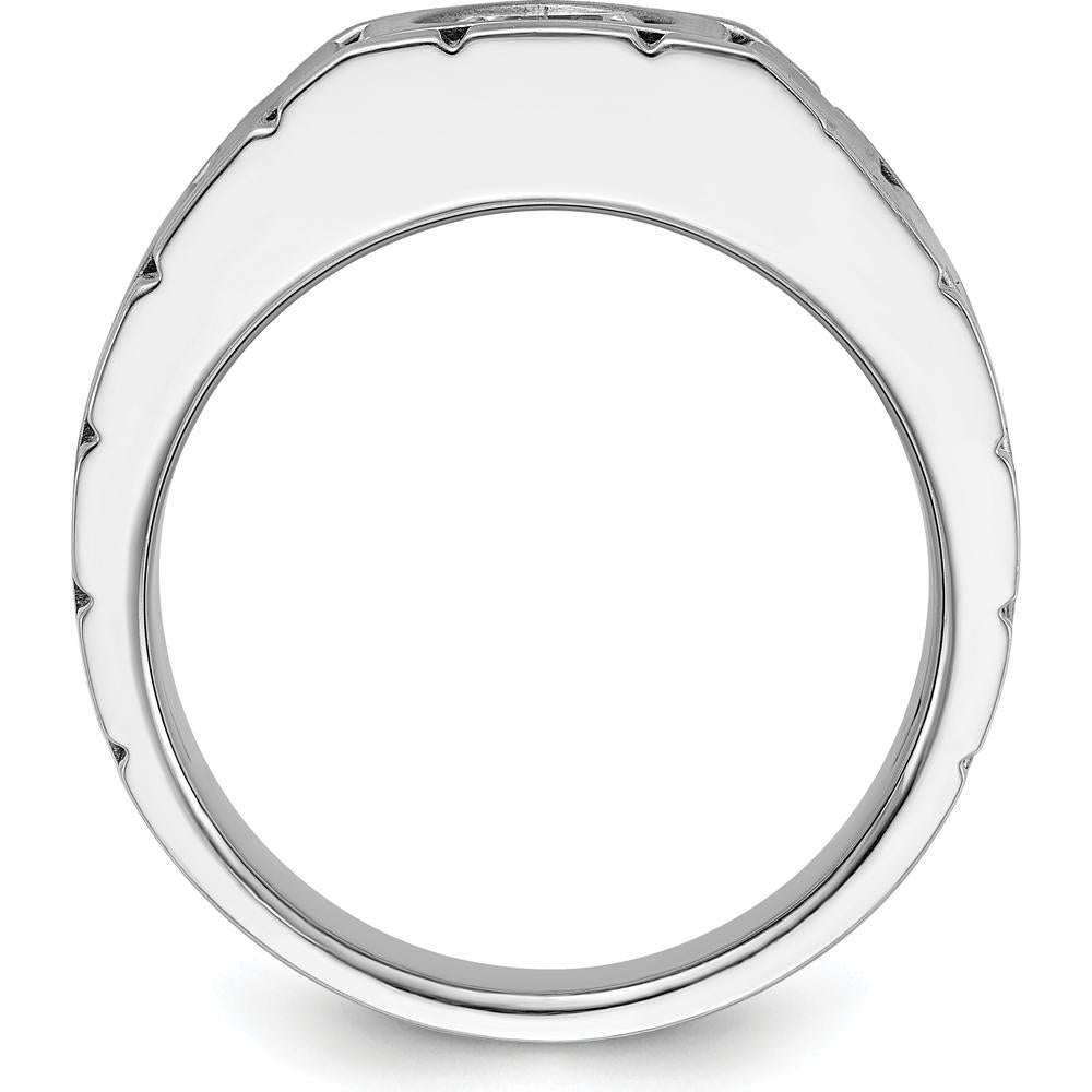 14K White Gold Polished and Satin Men's Ring Mounting - 10.6mm Top Width by Monteluci Fine Jewelry