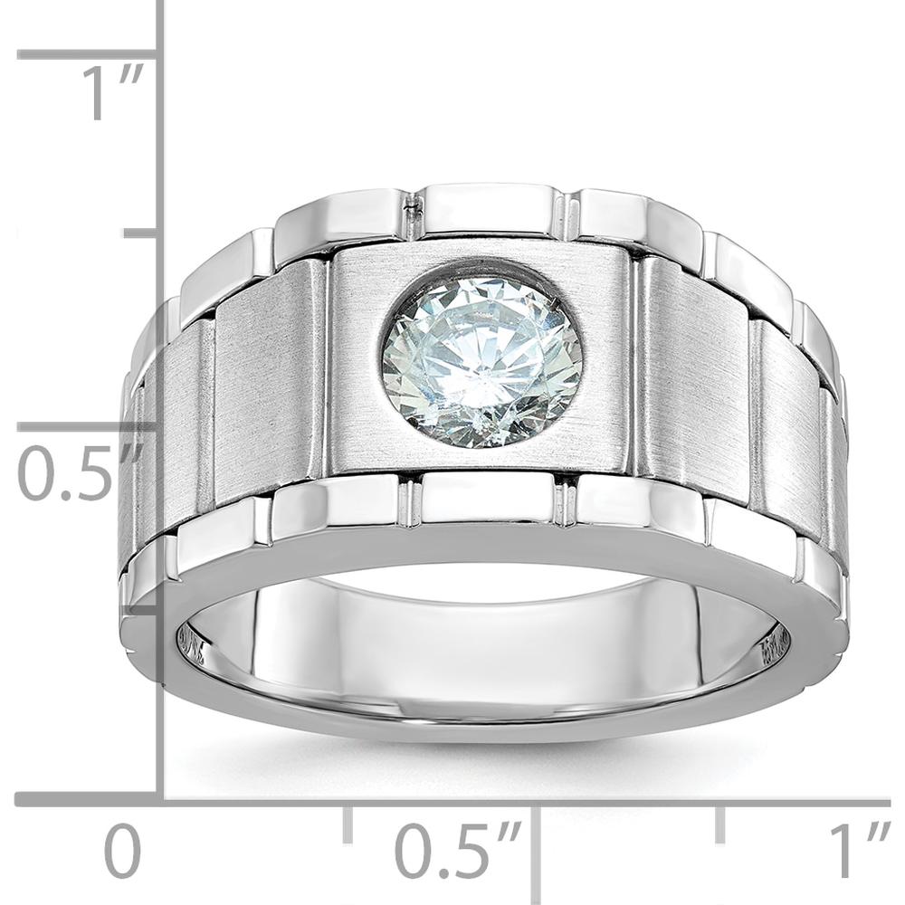 14K White Gold Polished and Satin Men's Ring Mounting - 10.6mm Top Width by Monteluci Fine Jewelry