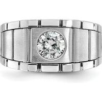 14K White Gold Polished and Satin Men's Ring Mounting - 10.6mm Top Width by Monteluci Fine Jewelry