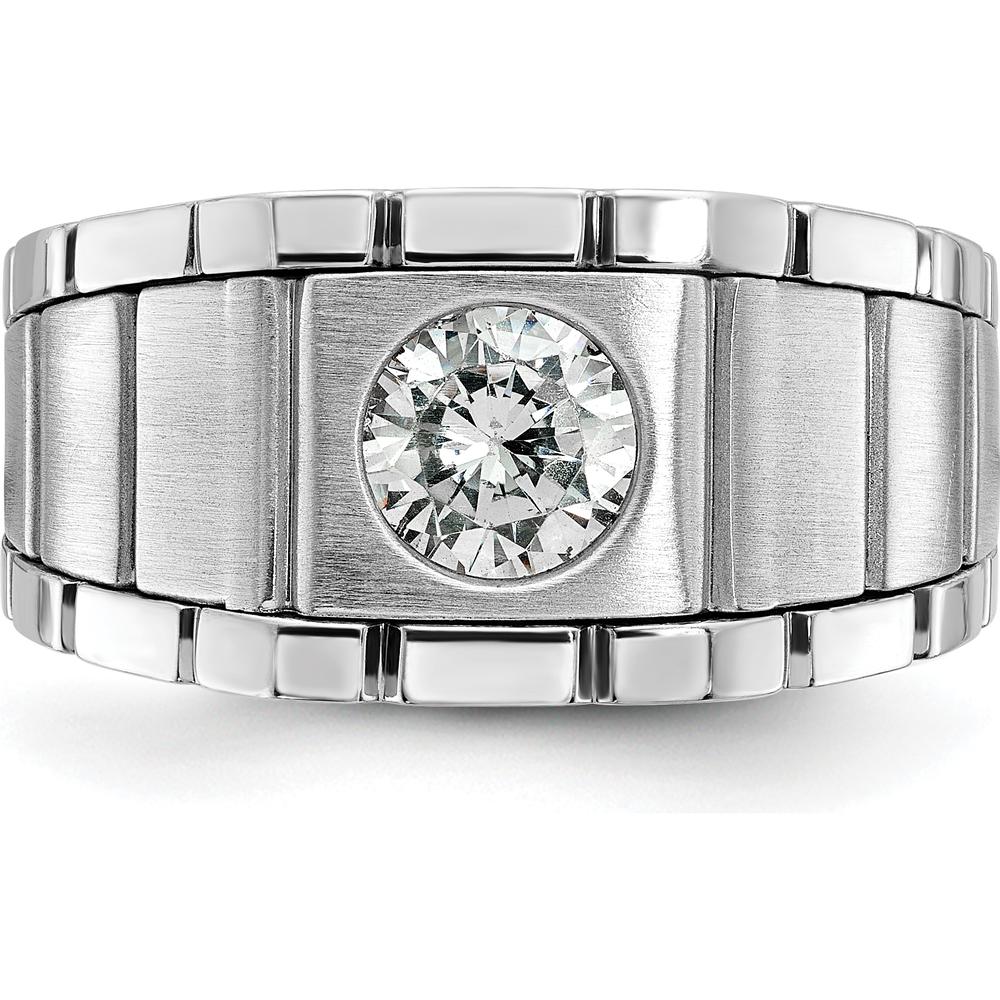 14K White Gold Polished and Satin Men's Ring Mounting - 10.6mm Top Width by Monteluci Fine Jewelry