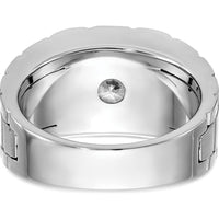 14K White Gold Polished and Satin Men's Ring Mounting - 10.6mm Top Width by Monteluci Fine Jewelry